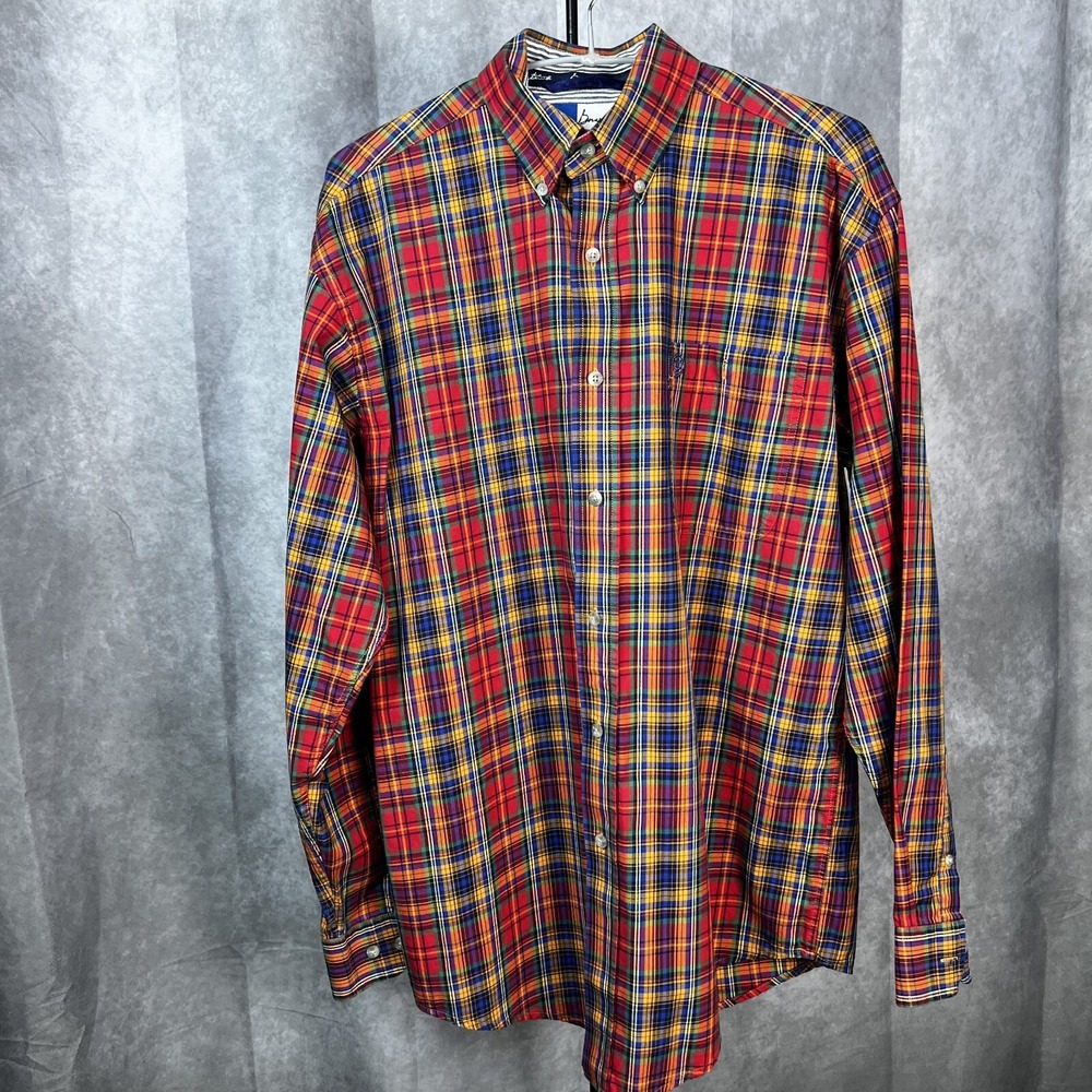 Wrangler Men's‎ Shirt Medium George Strait L/S Button Down Plaid Colorful